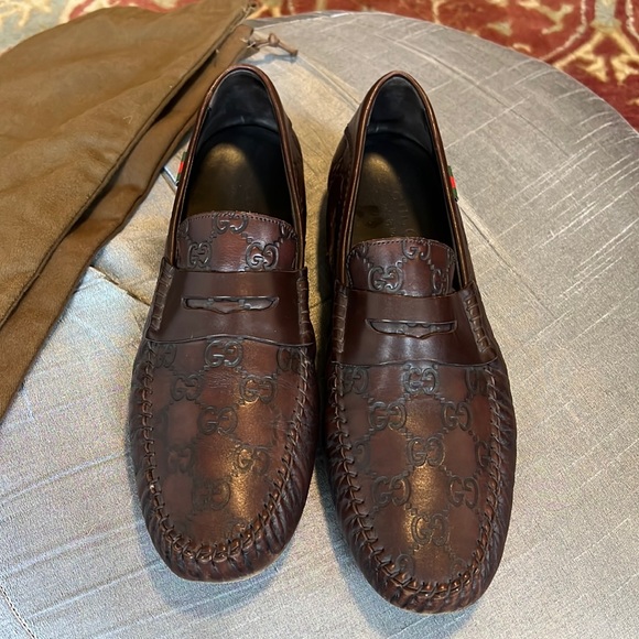 GUCCI San Marino Guccissima Brown Leather Loafer - Picture 1 of 7
